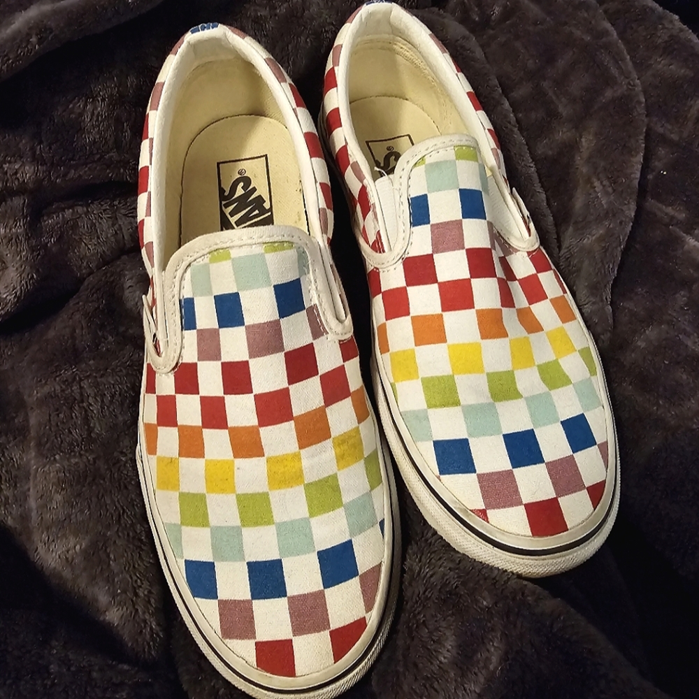 Rainbow Checkerboard Vans 8